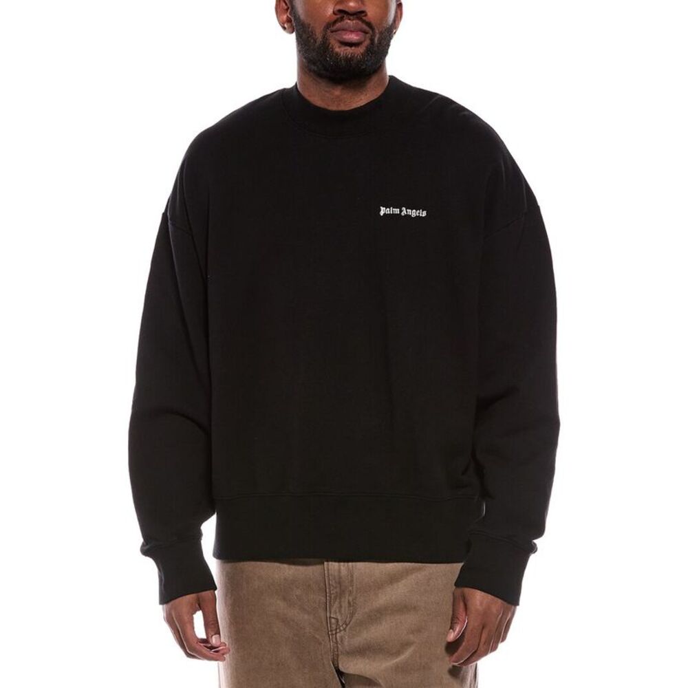 Palm Angels Mens Crewneck Sweatshirt, Black